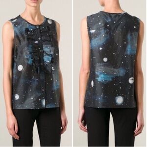 Marc by Marc Jacobs Stargazer Black Ruffled Sleeveless Top Medium Cotton Silk